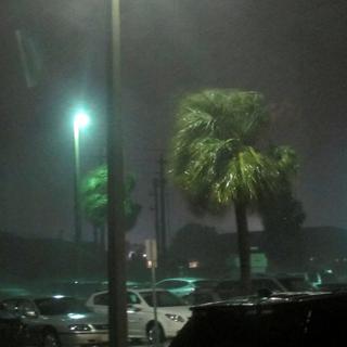 Pluie et rafales de vent à Melbourne en Floride, à l'approche de l'ouragan Matthew. [Henry Romero]