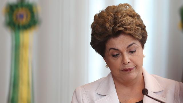 Dilma Rousseff lors de la lecture d'une lettre à la nation, le 16 août dernier. [Adriano Machado]