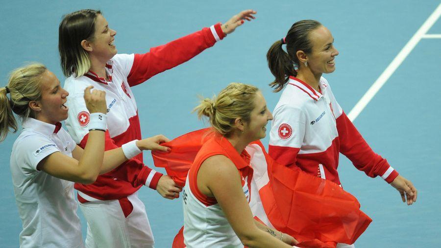 L'équipe de Suisse de Fed Cup a un coup à jouer. [Alik Keplicz]