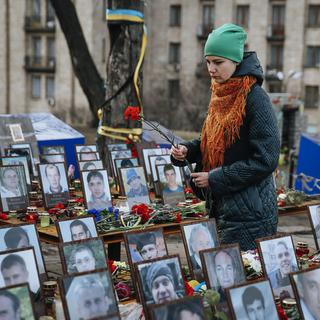 L'Ukraine commémore la répression sanglante du Maïdan. [EPA / Keystone - Roman Pilipey]