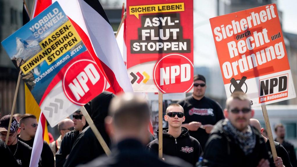 Manifestation du parti néo-nazi allemand NPD en avril 2014 à Berlin. [Kay Nietfeld]