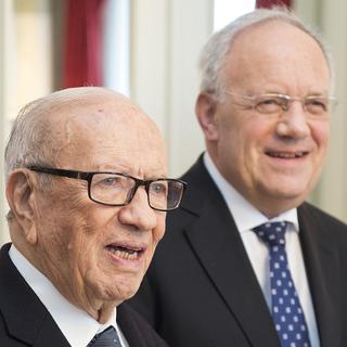 Le président tunisien Beji Caid Essebsi et Johann Schneider-Ammann. [key - Peter Schneider)]