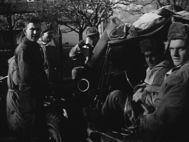 Soldats américains arrivés en foule à Meiringen, 1946. [RTS]