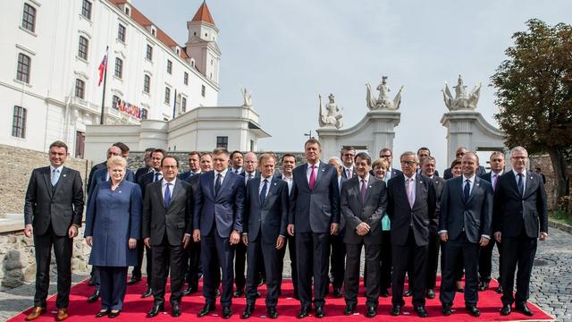 Les chefs d'Etats des 27 pays membres de l'UE, lors du sommet de Bratislava le 16 septembre. [Filip Singer]