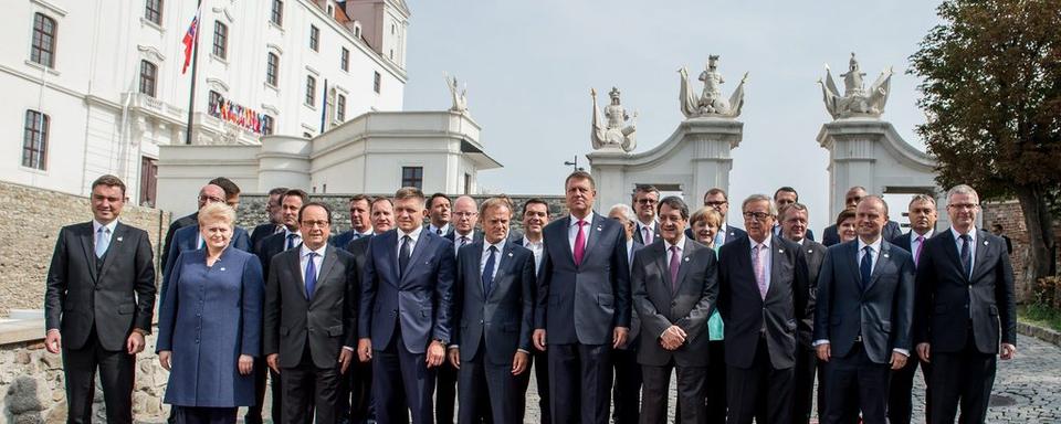 Les chefs d'Etats des 27 pays membres de l'UE, lors du sommet de Bratislava le 16 septembre. [Filip Singer]