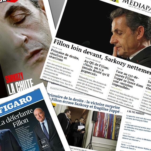 La presse française a surtout relevé le score surprise de François Fillon et la chute de Nicolas Sarkozy.