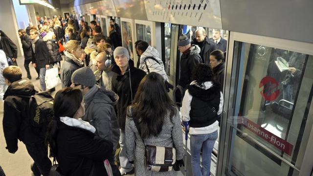 Le métro M2 à Lausanne aligne les pannes vendredi. [Keystone - Laurent Gillieron]