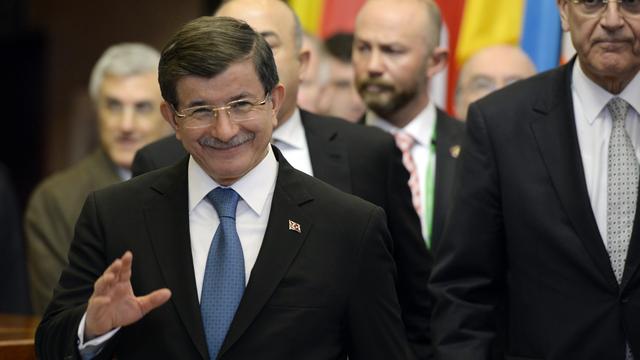 Le Premier ministre turc Ahmet Davutoglu lors du sommet turco-européen à Bruxelles. [AFP - Thierry Charlier]