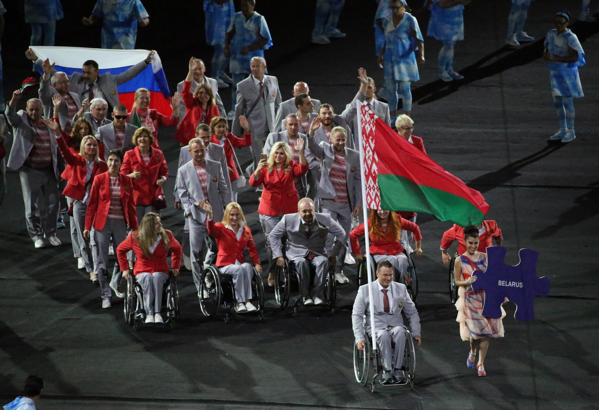 Les athlètes du Belarus lors de la cérémonie d'ouverture des Jeux paralympiques. [Reuters - Sergio Moraes]