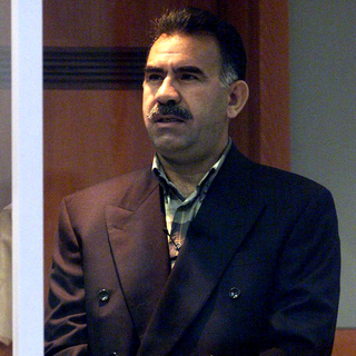 Abdullah Öcalan lors d'une audience judiciaire en 1999. [Anatolia/AP/Keystone]