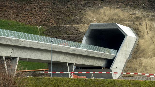 Le portail nord du futur tunnel ferroviaire de base du Ceneri. [Ti-Press/Keystone - Carlo Reguzzi]