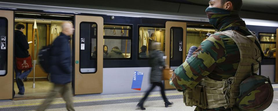 Le métro bruxellois est placé sous haute surveillance (comme ici après les attentats de Paris). [NurPhoto/AFP - Ye Pingfan]