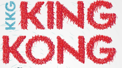 L'affiche de King Kong Girl, un spectacle de Martine Corbat et Yvan Rihs. [Toile brodée: Murielle Décaillet - Graphisme: Elise Gaud de Buck]
