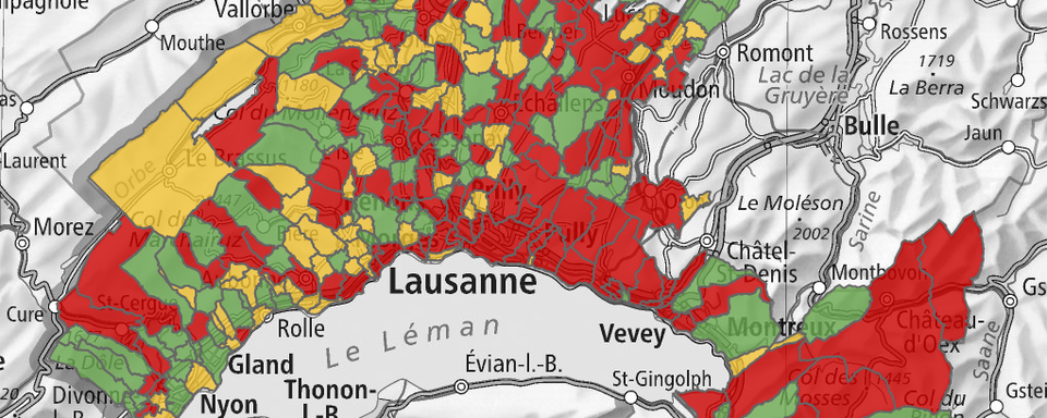 Carte des communes vaudoises qui transmettent les données de leurs citoyens. [RTS]