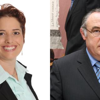 Isabelle Chevalley (Vert'libéraux) et le député-maire français Michel Sordi (Les Républicains). [AFP/Keystone]