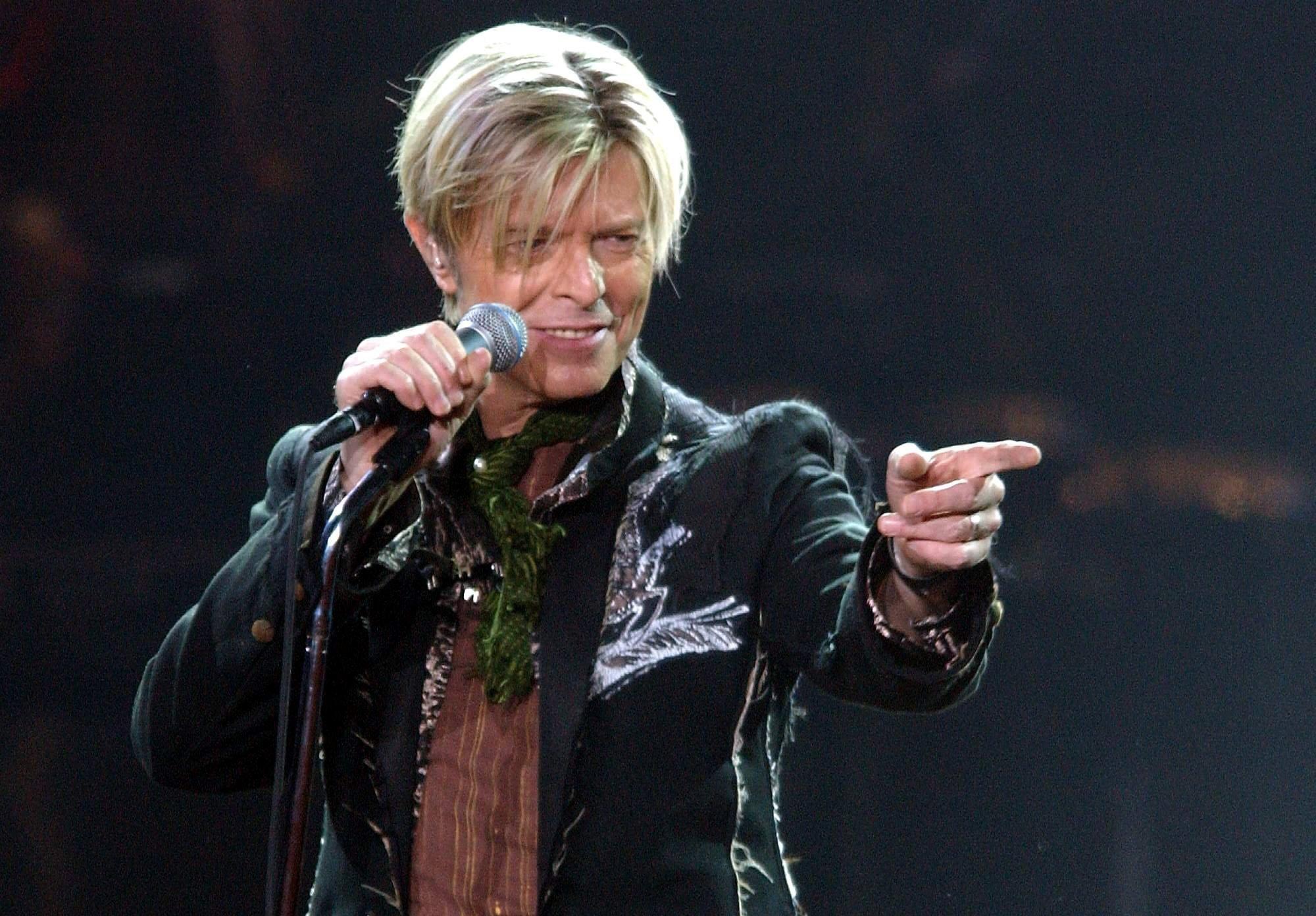 L'artiste britannique David Bowie sur scène à Hambourg, le 16 octobre 2003. [MAURIZIO GAMBARINI / DPA]