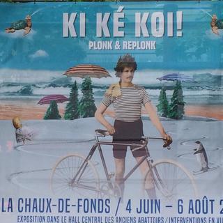 Une affiche de Plonk et Replonk pour son exposition à La Chaux-de-Fonds. [RTS - Lorence Milasevic]