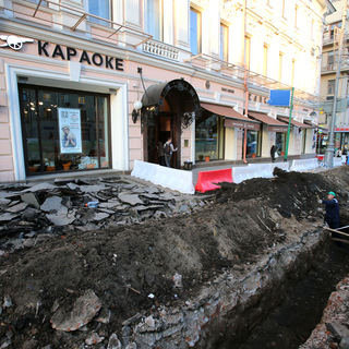 Tout le centre-ville de Moscou n'est plus qu'un vaste chantier. [RIA Novosti/Sputnik/AFP - Vitaliy Belousov]