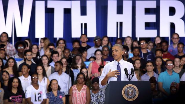 Barack Obama en campagne pour Hillary Clinton en Floride. [EPA/Keystone - Cristobal Herrera]