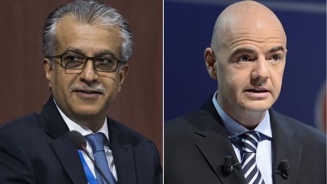 Le Cheikh Salman et Gianni Infantino sont les deux grands favoris pour le fauteuil de président de la FIFA. [Keystone - P.Kraemer/M.Schmid]