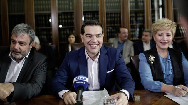 Le premier ministre grec Alexis Tsipras lors de la rencontre euro-méditerranéenne de l’"économie des travailleurs" à Thessalonique. [AFP - Konstantinos Tsakalidis - SOOC]