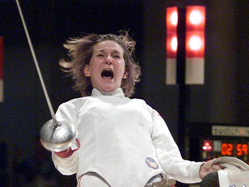 L'escrimeuse Sophie Lamon aux Jeux olympiques de Sydney en 2000. [Keystone - Fabrice Coffrini]