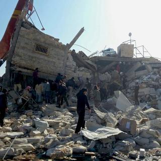 L'hôpital de MSF détruit par le bombardement au nord de la Syrie dans la province d'Idlib. [EPA/Keystone - Sam Taylor/MSF]