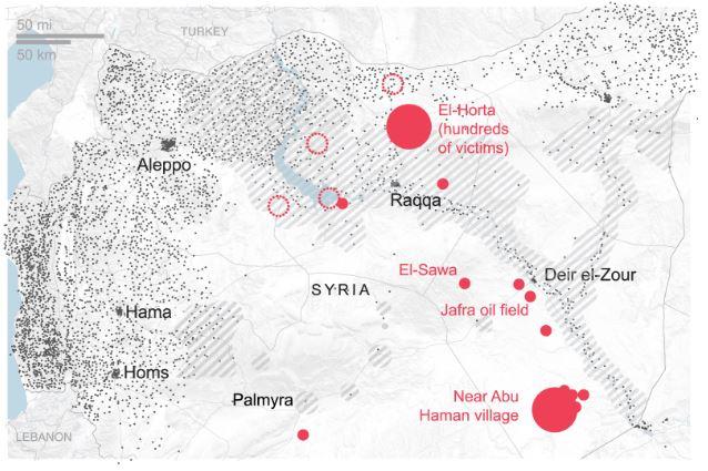 Les charniers de l'EI en Syrie, plus difficiles à cartographier à cause de la présence des djihadistes dans le pays. [AP - DR]