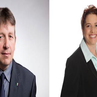 Raymond Clottu, conseiller national UDC neuchâtelois et Isabelle Chevalley, conseillère nationale vert'libérale vaudoise. [Keystone - GLP - Gaetan Bally]