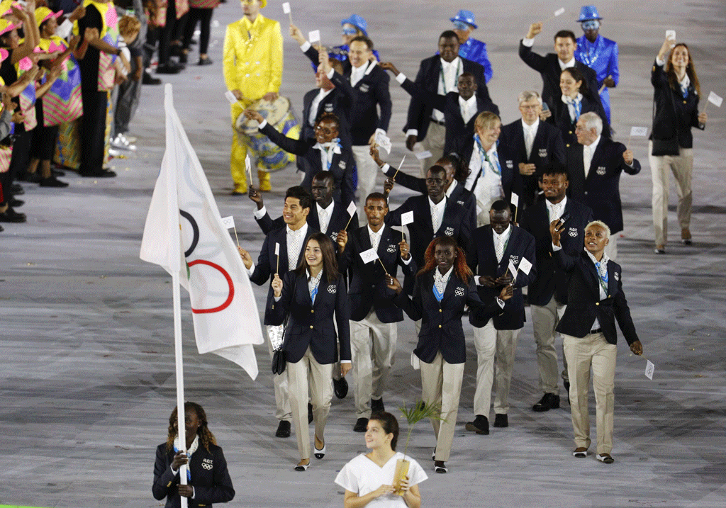 L'équipe olympique des réfugiés. [Reuters - Stoyan Nenov]