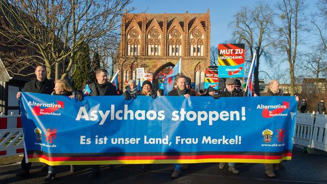 Manif du parti "Alternative für Deutschland" à Neubrandenburg, 09.01.2016. [EPA/Keystone - Stefan Sauer]