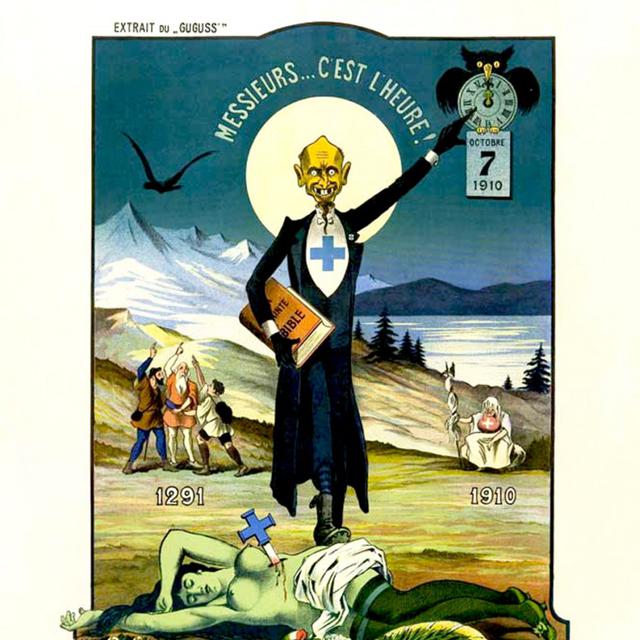1910, l’hebdomadaire satirique "Guguss’" raille l’interdiction de l’absinthe. [Maison de l’Absinthe]