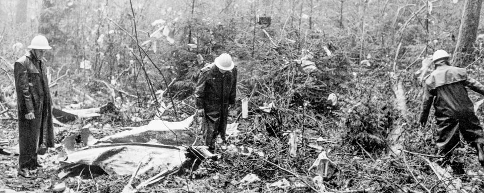 Le site du crash de l'avion Swissair le 21 février 1970, échoué au sol près de Würenlingen (AG) après l'explosion d'une bombe en vol. [STR]