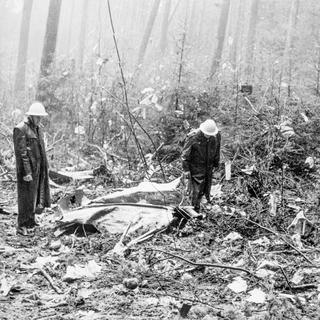 Le site du crash de l'avion Swissair le 21 février 1970, échoué au sol près de Würenlingen (AG) après l'explosion d'une bombe en vol. [STR]