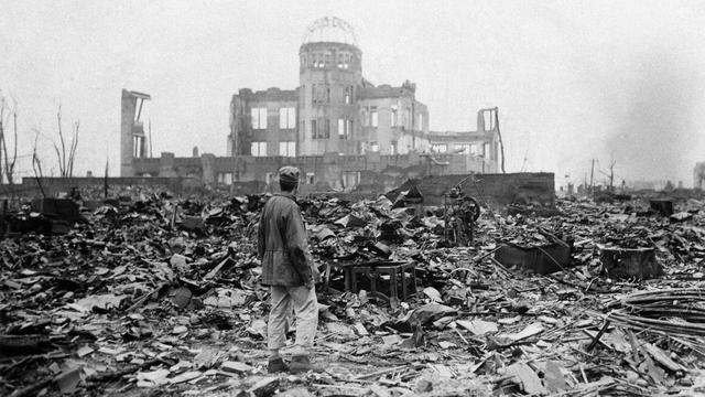 Les ruines du théâtre d'Hiroshima, conservé et qui tient lieu de mémorial devant lequel se trouvera Barack Obama vendredi. [AP Photo/Stanley Troutman]