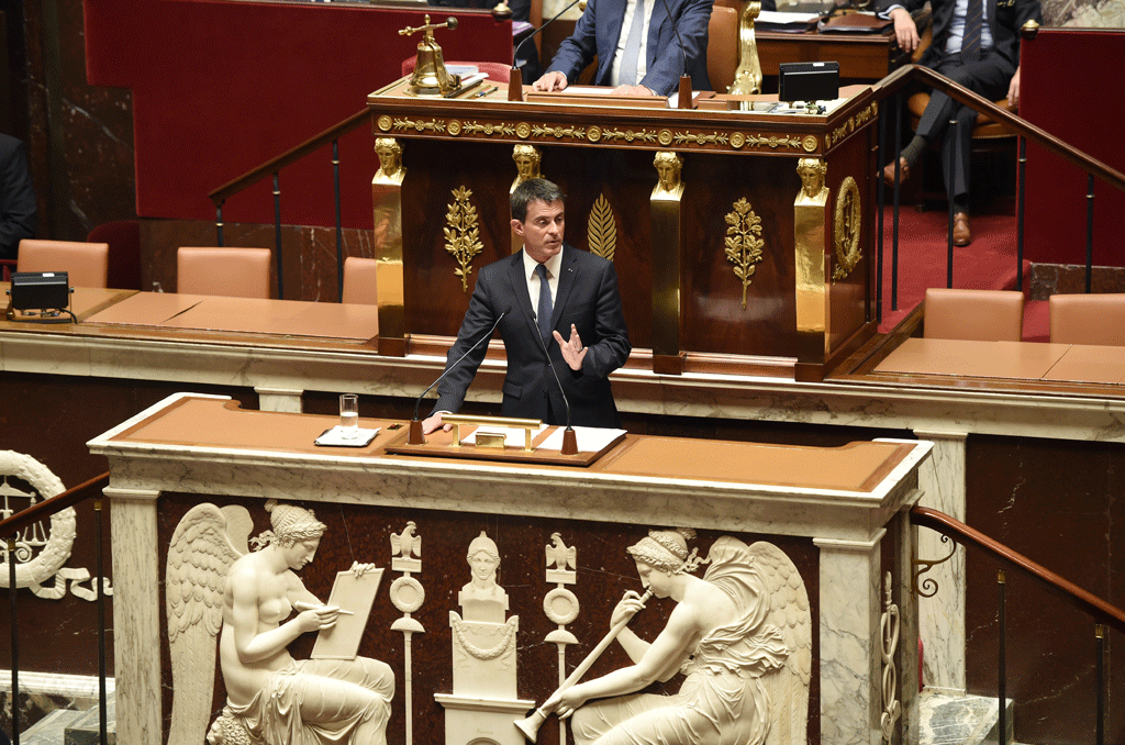 Manuel Valls a annoncé l'utilisation de l'article 49.3 au Parlement. [AFP - Eric Feferberg]