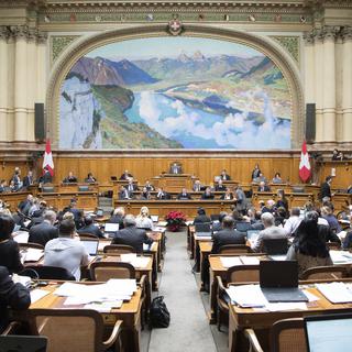 Le Conseil national lors de la session d'hiver 2016. [Anthony Anex]