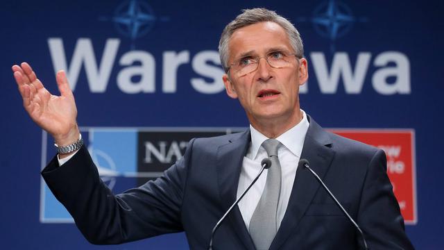 Jens Stoltenberg, secrétaire général de l'OTAN, s'exprime le 9 juillet 2016 à Varsovie. [EPA / Keystone - Pawel Supernak]