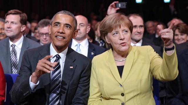 Le choix de Barack Obama de se rendre en Allemagne, pour la 5e fois depuis qu'il est au pouvoir, témoigne de la place qu'il accorde à Angela Merkel en Europe. [EPA/Keystone - Christian Charisius]