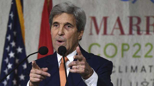 John Kerry devant les participants à la COP 22, mercredi à Marrakech. [Pool/AFP - Mark Ralston]