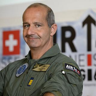 Le colonel Ian Logan lors du meeting Air14 à Payerne, le 28 août 2014. [Keystone - Laurent Gillieron]