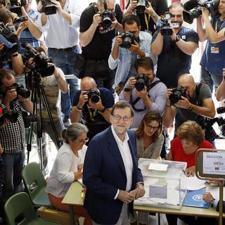 Le Premier ministre sortant Mariano Rajoy a voté à Madrid. [Angel Diaz - EPA]