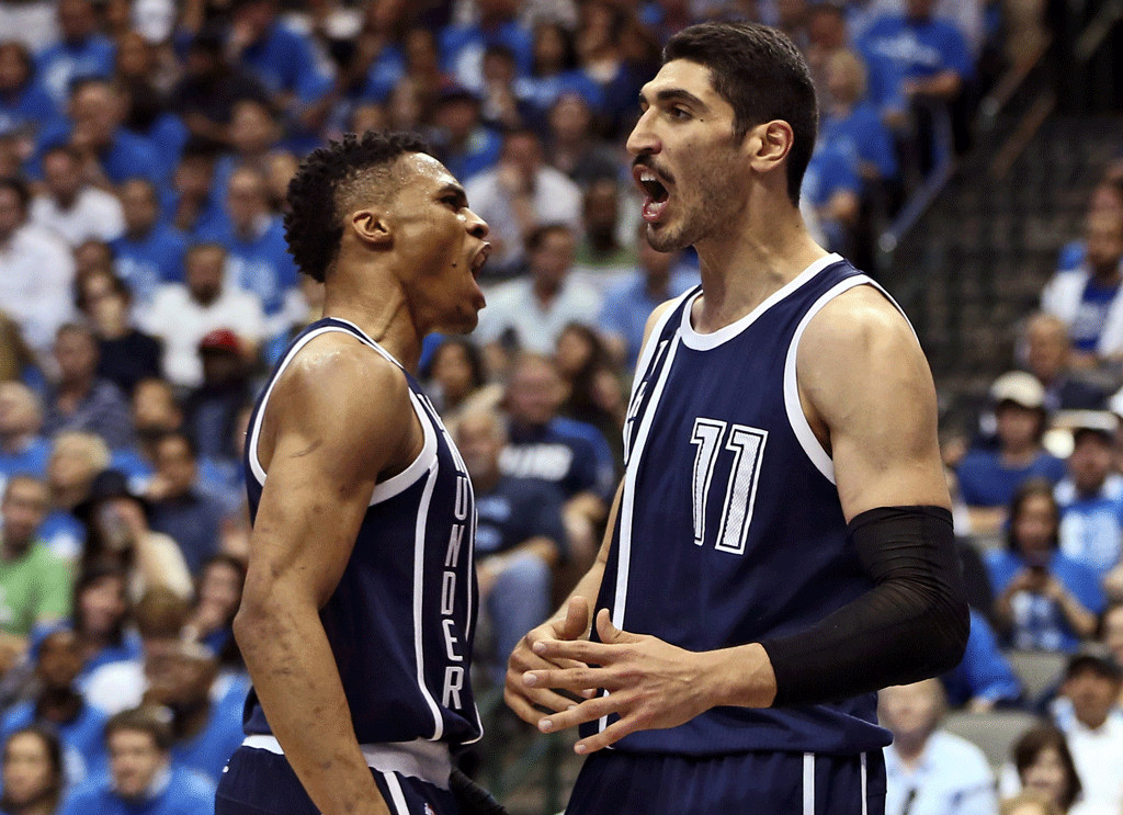 Le joueur turc Enes Kanter avait été menacé de mort pour avoir critiquer le régime turc. [Reuters - Kevin Jairaj]