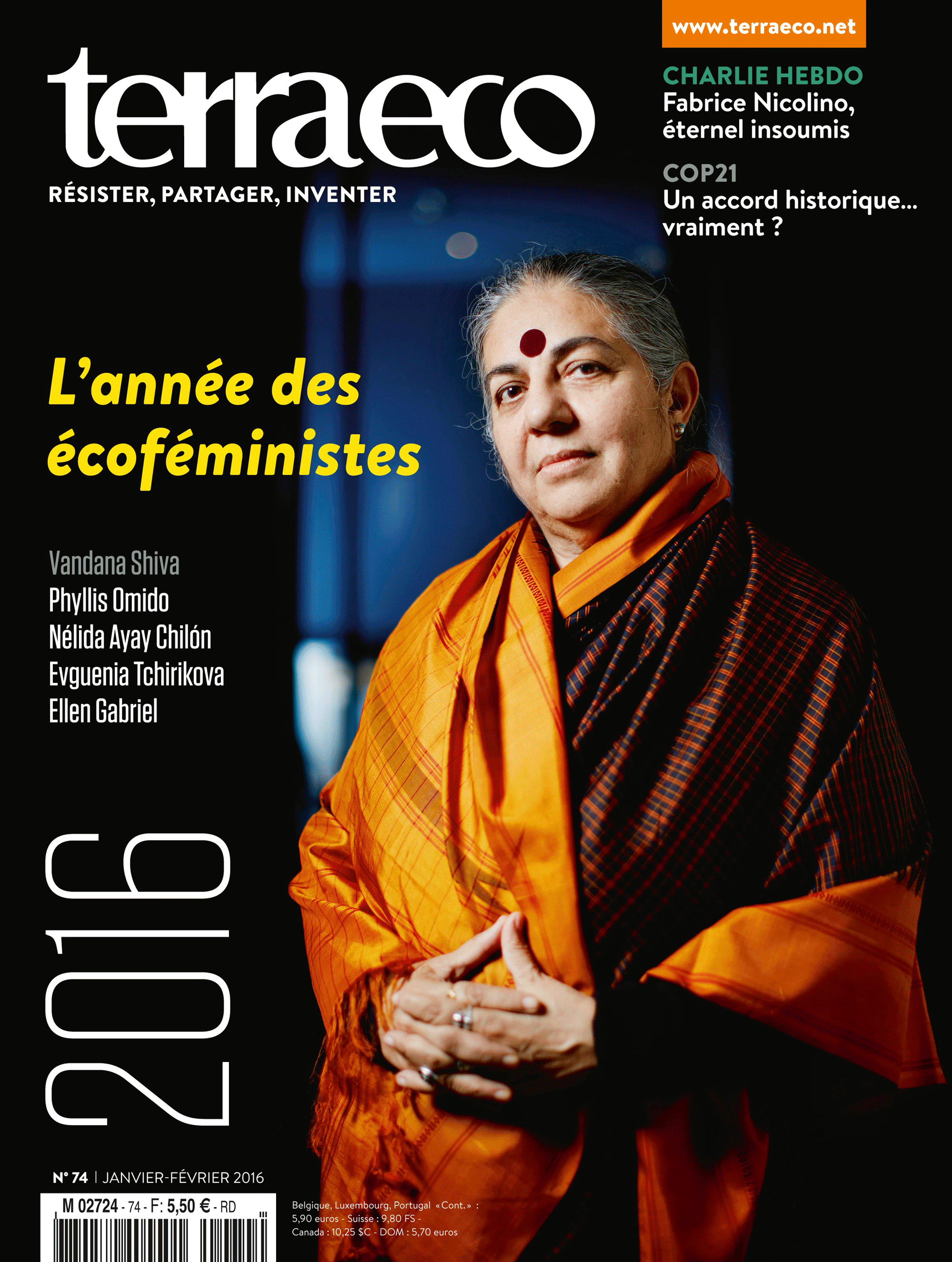 La couverture de "Terra Eco" du mois de Janvier-Février 2016 [Terraeco.net]