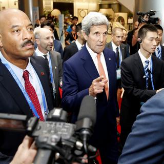 Le secrétaire d'Etat américain John Kerry arrive au sommet du G20 à Hangzhou. [AP/Keystone - Chinatopix]