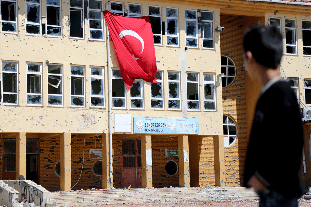 Une école endommagée à Idil en Turquie.