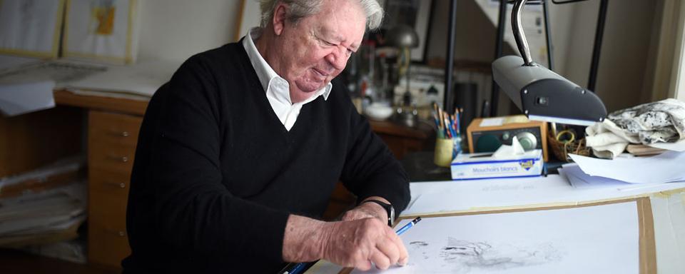 Jean-Jacques Sempé en 2015 dans son appartement parisien. [AFP - Stéphane de Sakutin]