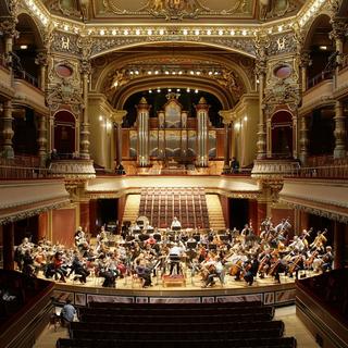 Vue general de la scene du Victoria Hall ou l'Orchestre de la Suisse Romande (OSR) fait sa premiere repetition sur la nouvelle scene, ce lundi 8 janvier 2007 a Geneve. Bijou des salles de concerts genevoises, le Victoria Hall rouvre ses portes mardi, apres huit mois de travaux. La scene, entierement repensee, a ete aplanie et peut accueillir un orchestre symphonique standard, soit environ 125 musiciens. Des ponts mobiles permettent une grande flexibilité avec plusieurs dispositions possibles en fonction des formations. Les musiciens ne seront pas les seuls a profiter de la renovation du Victoria Hall. Les spectateurs n'ont pas ete oublies. Les sieges, notamment ceux des galeries, ont ete rehausses et avances. ()

Photo rachetée le 9.10.2018 pour illustrer le "Concert du mercredi" sur Espace 2.
Photo rachetée le 04.12.2018 pour MPM RTSCulture (banner) [Keystone - Salvatore Di Nolfi]