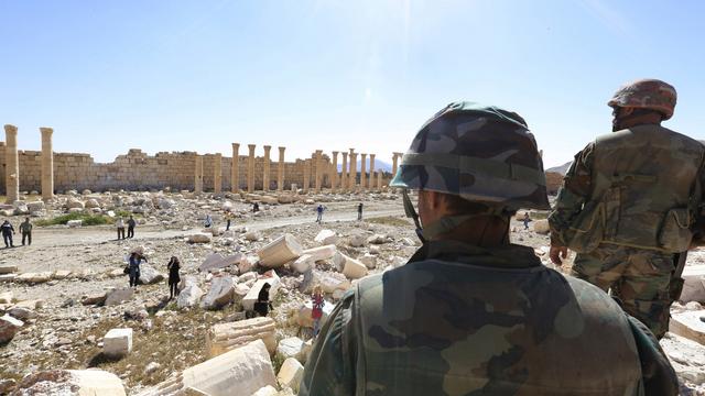 La ville antique de Palmyre après sa reprise en mars dernier par le régime. [Keystone - AP Photo]