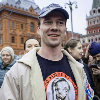 Ildar Dadine lors d'une manifestation à Moscou en avril 2014. [AFP - Philipp Kireev]